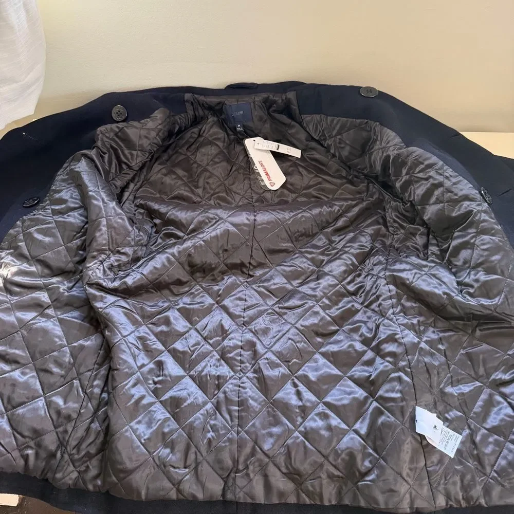 J Crew NWT Dock Peacoat Pea Coat Wool Navy Jacket Size Medium Classic Nautical